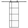 vidaXL Skjutd&ouml;rr med beslag svart 76x205 cm ESG-glas