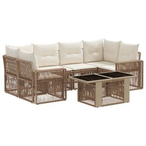 vidaXL Tr&auml;dg&aring;rdsoffset 7 st Beige och kr&auml;mvit konstrotting