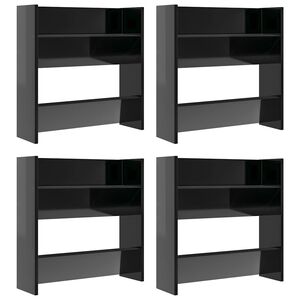 vidaXL V&auml;ggmonterat skost&auml;ll 4 st svart h&ouml;gglans 60x18x60cm konstr tr&auml;