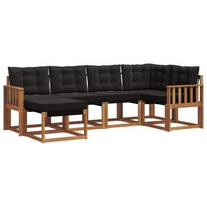 vidaXL Utomhussoffset med kudde 6 pcs Naturlig och svart