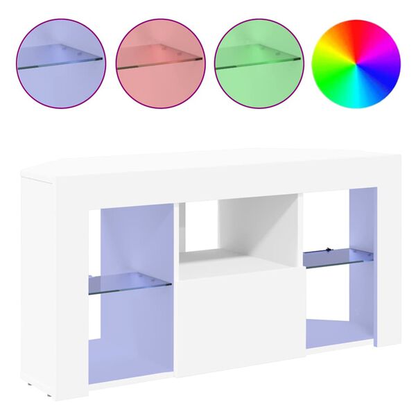 vidaXL Hörn LED TV-skåp Vit 100 x 40 x 50 cm Konstruerat trä