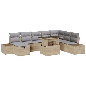 vidaXL Tr&auml;dg&aring;rdsoffset 9 pcs Beige konstrotting