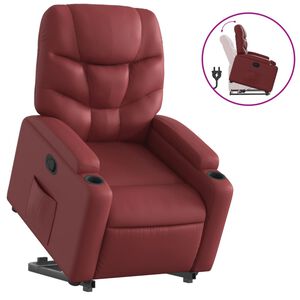 vidaXL Reclinerf&aring;t&ouml;lj med uppresningshj&auml;lp vinr&ouml;d konstl&auml;der