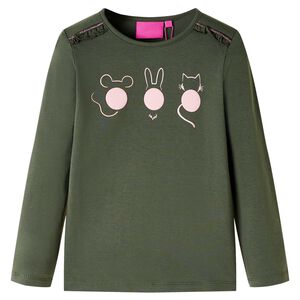 T-shirt med l&aring;nga &auml;rmar f&ouml;r barn khaki 104