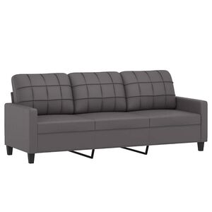 vidaXL 3-sitssoffa gr&aring; 180 cm konstl&auml;der