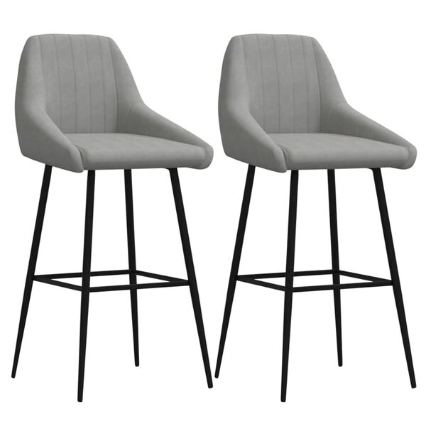 vidaXL Barstolar 2 st ljusgr&aring; sammet