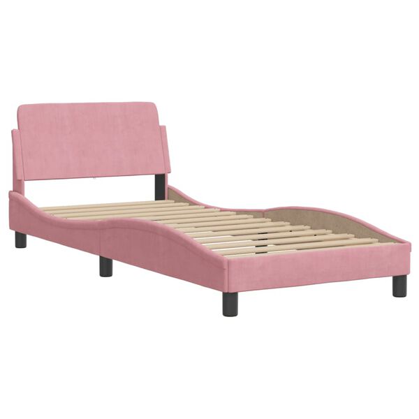 vidaXL Bed with Mattress Pink 90x200 cm Velvet