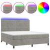 vidaXL Rams&auml;ng med madrass & LED ljusgr&aring; 180x200 cm sammet