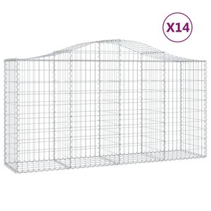 vidaXL Gabioner b&aring;gformade 14 st 200x50x100/120 cm galvaniserat j&auml;rn