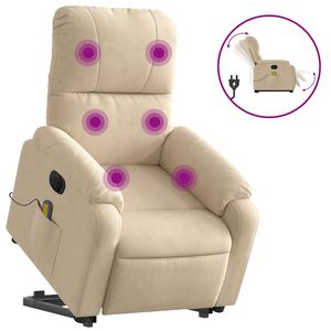 vidaXL Elektrisk massagef&aring;t&ouml;lj med uppresningshj&auml;lp mikrofibertyg