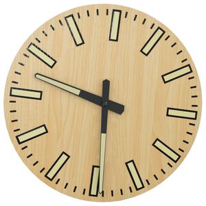 vidaXL V&auml;ggklocka sj&auml;lvlysande klockslag och visare gul &Oslash;30 cm