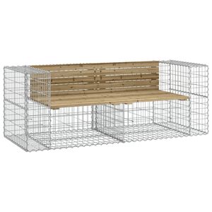 vidaXL Tr&auml;dg&aring;rdsb&auml;nk gabiondesign 184x71x65,5 cm impregnerad furu
