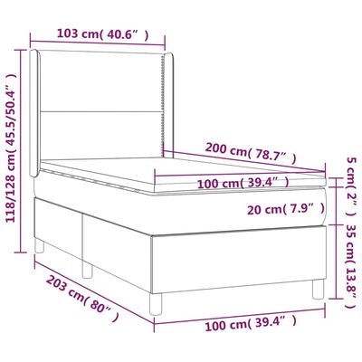 vidaXL Ramsäng med madrass & LED vit 100x200 cm konstläder