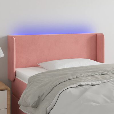 vidaXL Sänggavel LED rosa 93x16x78/88 cm sammet