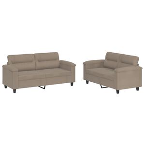 vidaXL Soffgrupp med kuddar 2 delar taupe mikrofibertyg