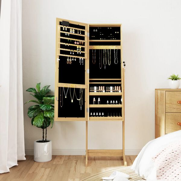 vidaXL Spegelsmyckessk&aring;p med LED-lampor frist&aring;ende