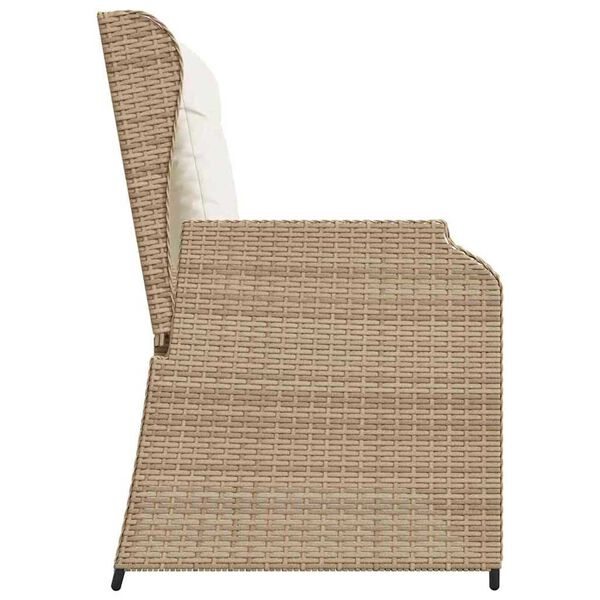 vidaXL Trädgårdsbänk med kudde Beige Poly rattan