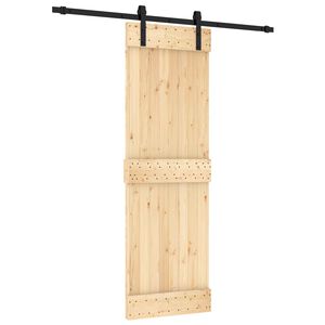 vidaXL Skjutd&ouml;rr Naturlig och svart 70 x 210 cm Massiv furutr&auml;d&ouml;rr