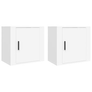 vidaXL V&auml;ggmonterade s&auml;ngbord 2 st vit 50x30x47 cm