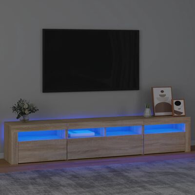 vidaXL Tv-bänk med LED-belysning sonoma ek 210x35x40 cm