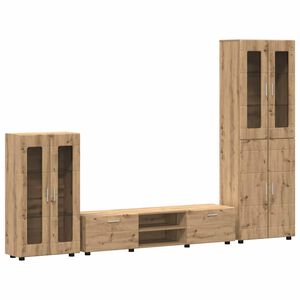 vidaXL TV-b&auml;nkset med l&aring;da FLORIN 3 pcs Artisan Ek Konstruerat tr&auml;