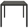 vidaXL Trädgårdsbord med glasskiva svart 150x90x75 cm konstrotting