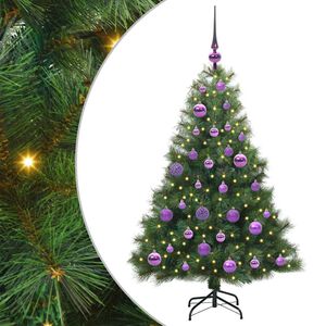 vidaXL Konstgjord julgran med 150 LED-lampor Gr&ouml;n 120 cm PE och PVC