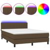 vidaXL Rams&auml;ng med madrass & LED m&ouml;rkbrun 140x190 cm tyg