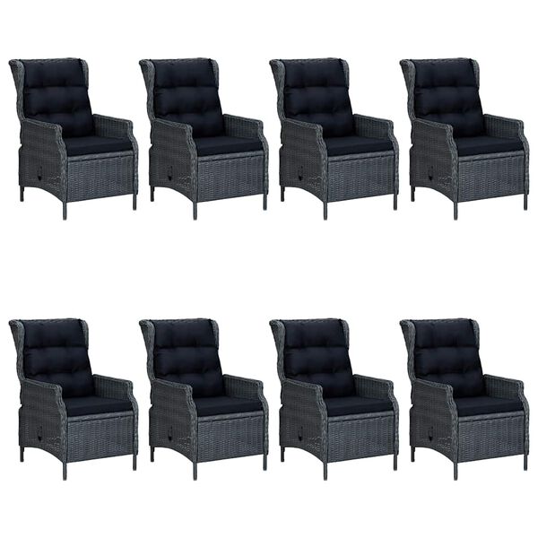 vidaXL Matgrupp f&ouml;r tr&auml;dg&aring;rden 9 delar m&ouml;rkgr&aring;