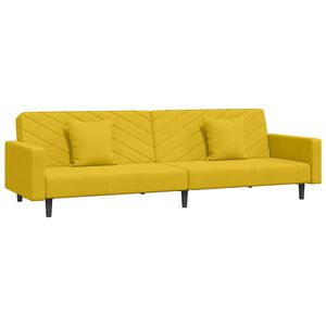vidaXL B&auml;ddsoffa 2-sits med tv&aring; kuddar gul sammet
