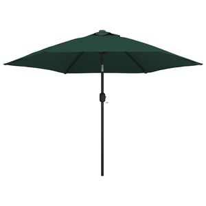 vidaXL Frih&auml;ngande parasoll LEDs 3 m gr&ouml;n