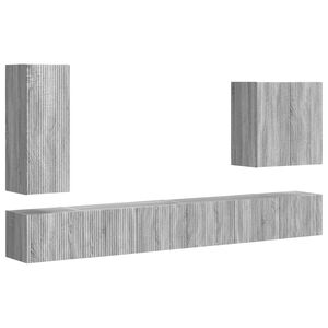 vidaXL TV v&auml;ggsk&aring;p set V&auml;ggmonterad 6 pcs Gr&aring; Sonoma
