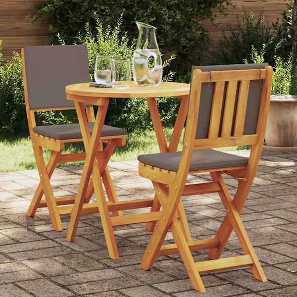 vidaXL Bistroset 3 pcs Brun massivt akacia