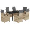 vidaXL Matgrupp f&ouml;r tr&auml;dg&aring;rden med dynor 7 delar mixbeige konstrotting