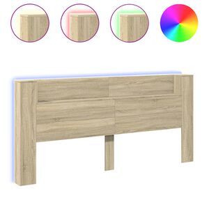 vidaXL S&auml;nggavel med LED sonoma-ek 220x16,5x103,5 cm