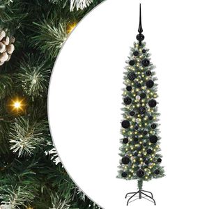 vidaXL Konstgjort smalt jultr&auml;d med 150 LED-lampor Gr&ouml;n och Vit 120 cm