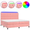 vidaXL Rams&auml;ng med madrass rosa & LED 200x200 cm sammet