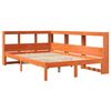 vidaXL S&auml;ng med bokhylla utan madrass vaxbrun 135x190cm massiv furu