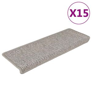 vidaXL Trappstegsmattor sj&auml;lvh&auml;ftande sisal 15 st 65x21x4 cm silver
