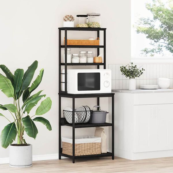 vidaXL Köks hylla Svart Ek 60 x 40 x 168 cm Konstruerat trä