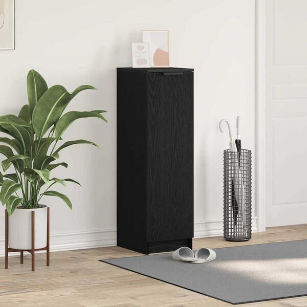 vidaXL Skosk&aring;p med hylla Svart Ek 29,5 x 35 x 101 cm Konstruerat tr&auml;