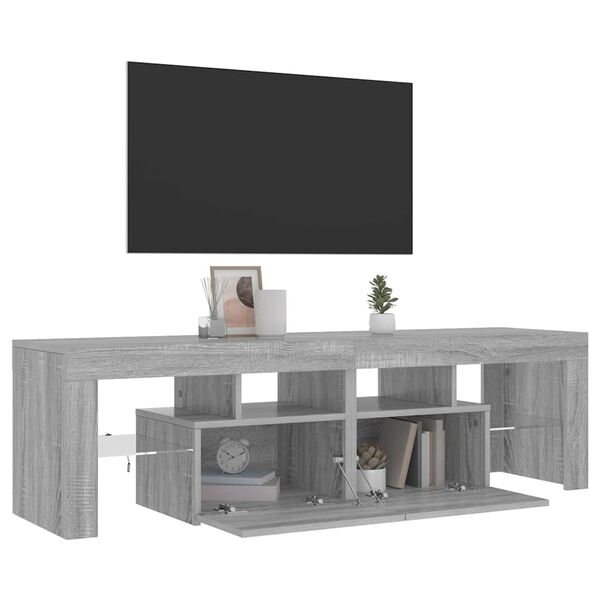 vidaXL Tv-b&auml;nk med LED-belysning gr&aring; sonoma 140x36,5x40 cm