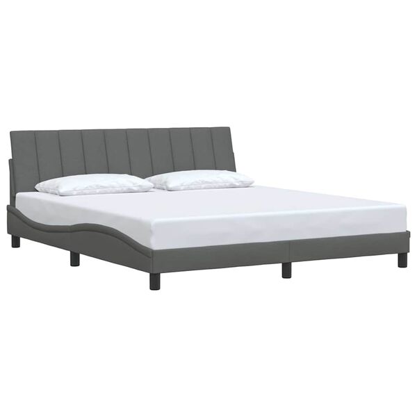 vidaXL Bed Frame without Mattress "Hanko" Dark Grey 180x200 cm Fabric