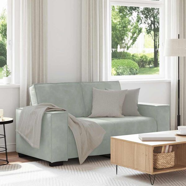 vidaXL 2-sitssoffa ljusgr&aring; 120 cm sammet