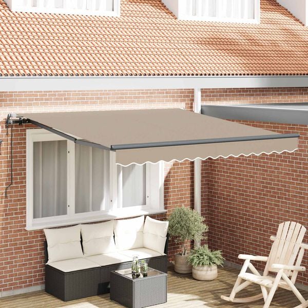 vidaXL Utf&auml;llbar markis Beige 350 x 250 cm Duk och Aluminium