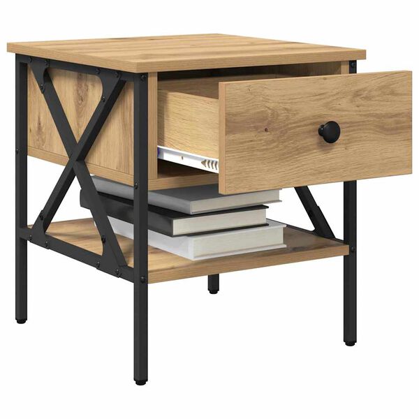 vidaXL S&auml;ngbord artisan ek 40 x 42 x 45 cm Konstruktionstr&auml; och metall