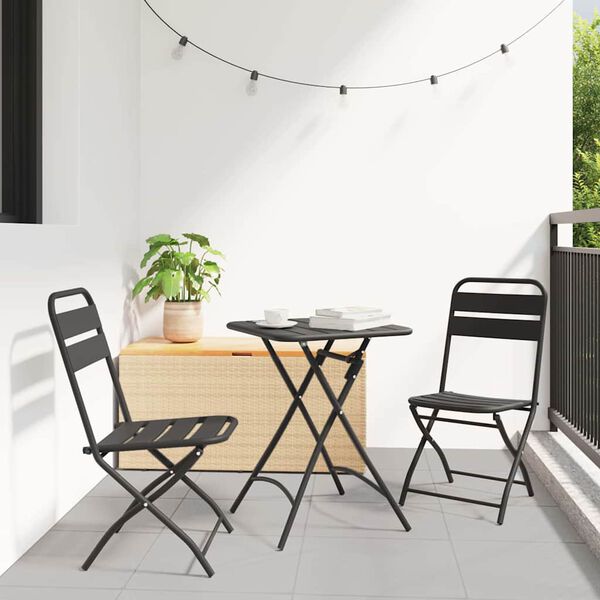 vidaXL Bistroset 3 pcs Antracit Stål