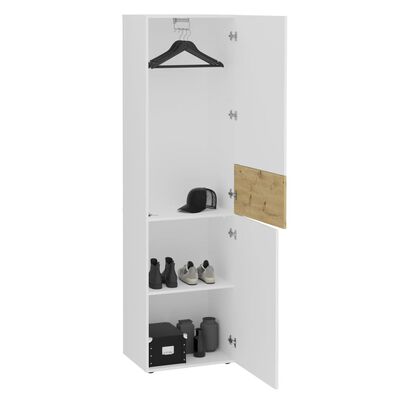 FMD Klädskåp med 2 dörrar 54,5x41,7x199,1 cm vit och ek