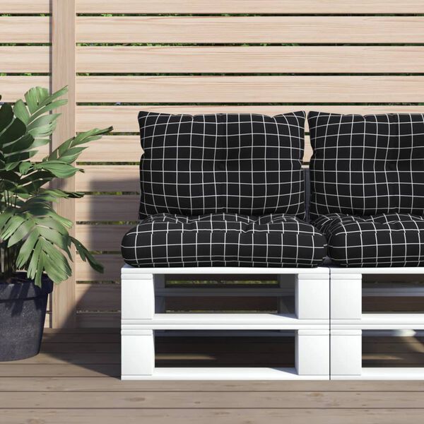 vidaXL Dynor till pallsoffa 2 st svart rutm&ouml;nster Oxford-tyg