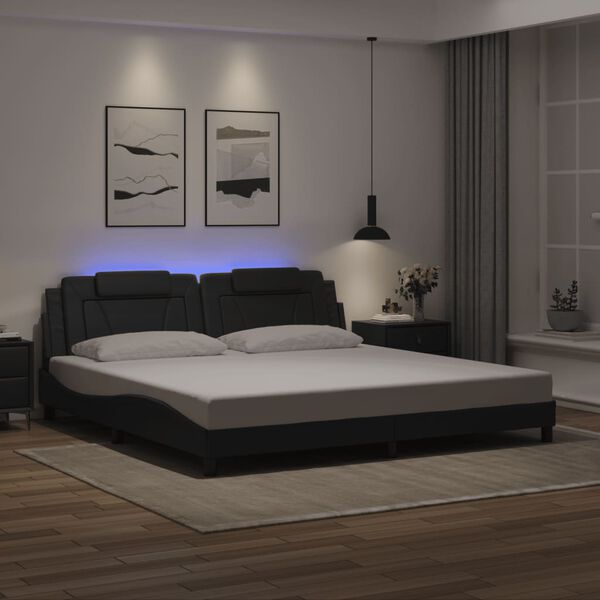 vidaXL Bed Frame "Viana" with LED without Mattress Black 200x200 cm